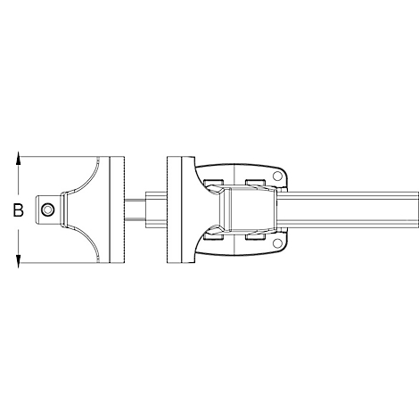 Technisches Detail einer Bolzenverriegelung, perspektivische Ansicht, weißer Hintergrund.